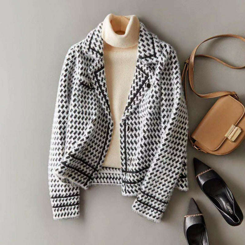 Houndstooth Crop Jacket
