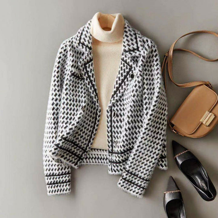 Houndstooth Crop Jacket